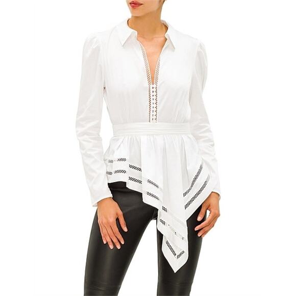 Self-Portrait Ruffled Peplum Cotton Poplin Top size US 4 - Picture 1 of 9